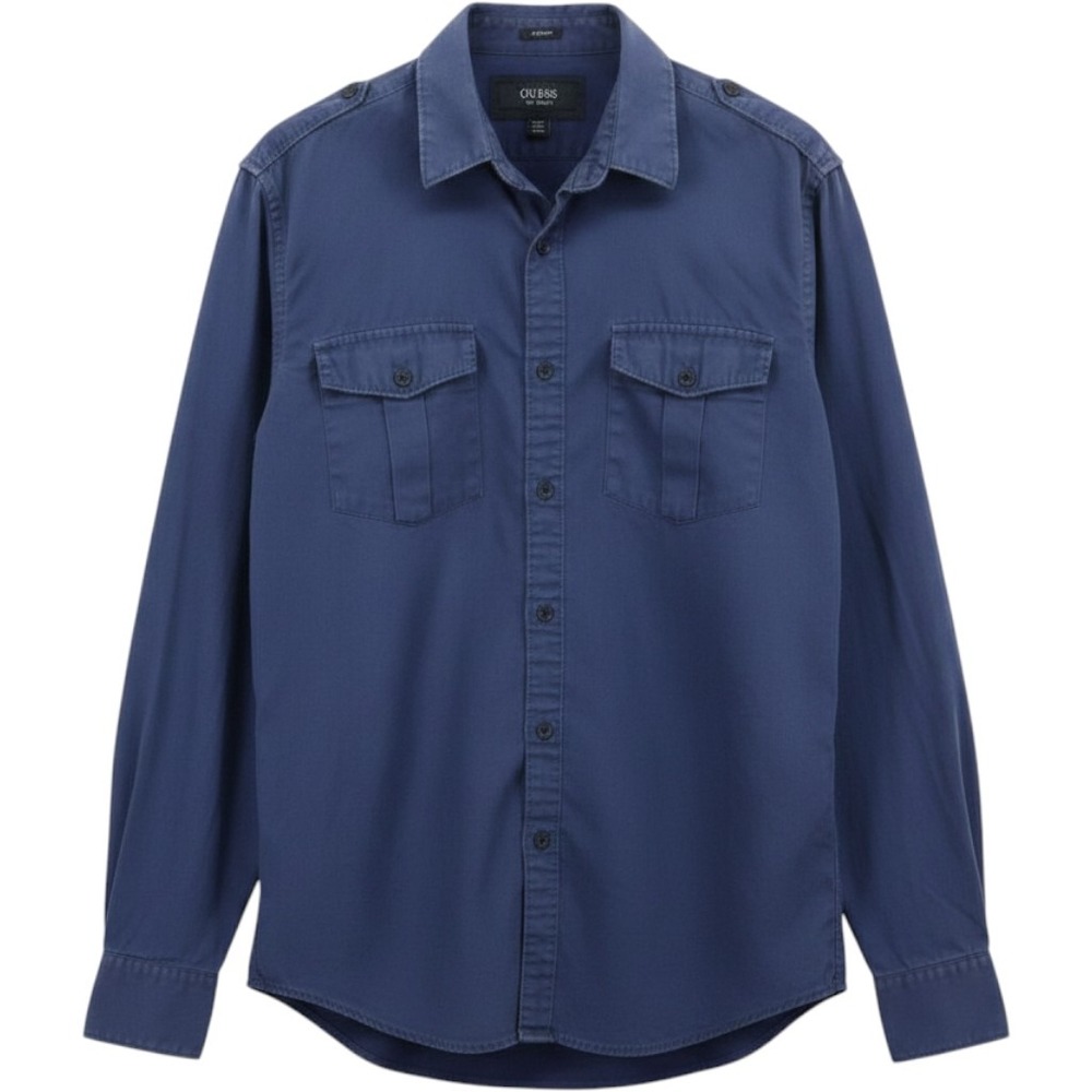 Guess Shirt Mens XS Slim Fit Military Utility Navy Blue Long Sleeve Good